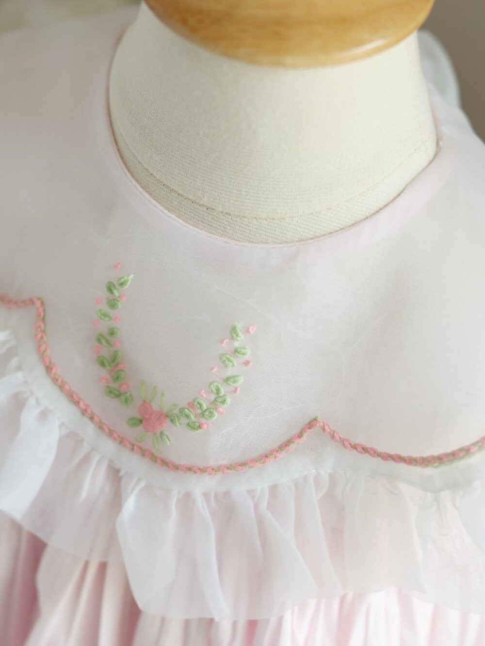 Strasburg RARE Pink Heirloom Float Dress Cotton Lawn Organza Collar 24 Months - Picture 5 of 9